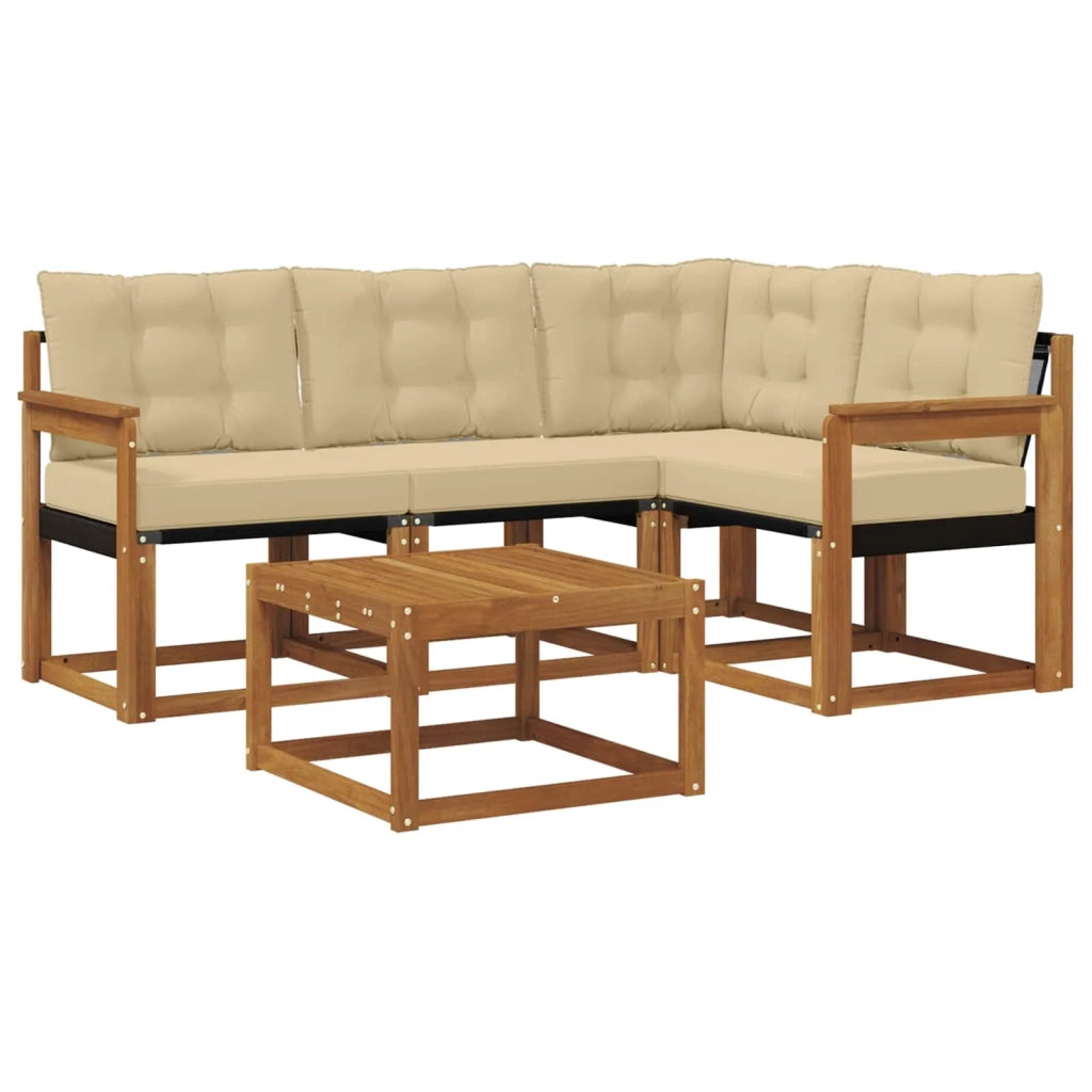 Set di divani da esterno con cuscino 5 pcs Naturale e Beige