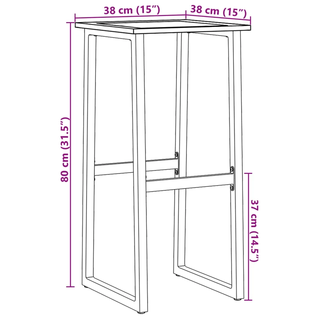 vidaXL Sgabelli da Bar 4pz Neri 38x38x80 cm Acciaio Verniciato Polvere