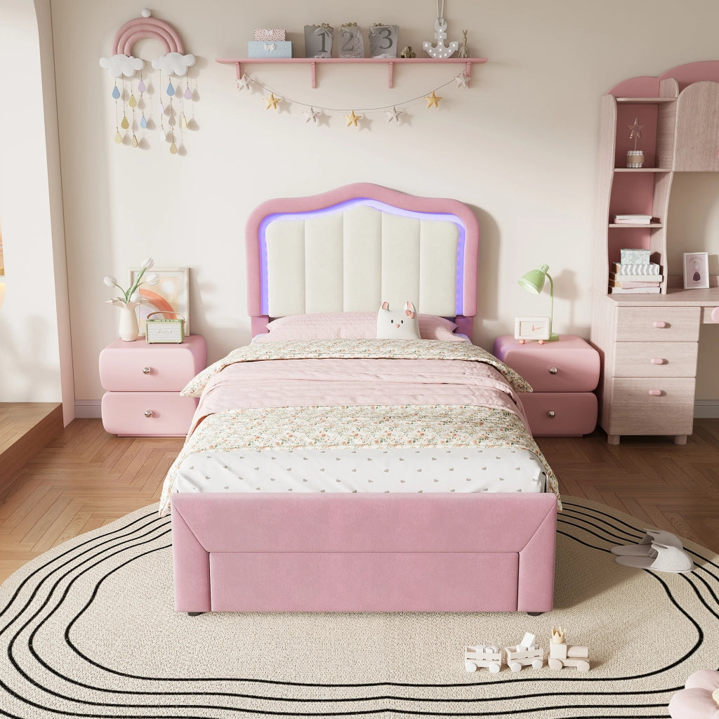 letto imbottito velluto rosa 90 x 200 cm
