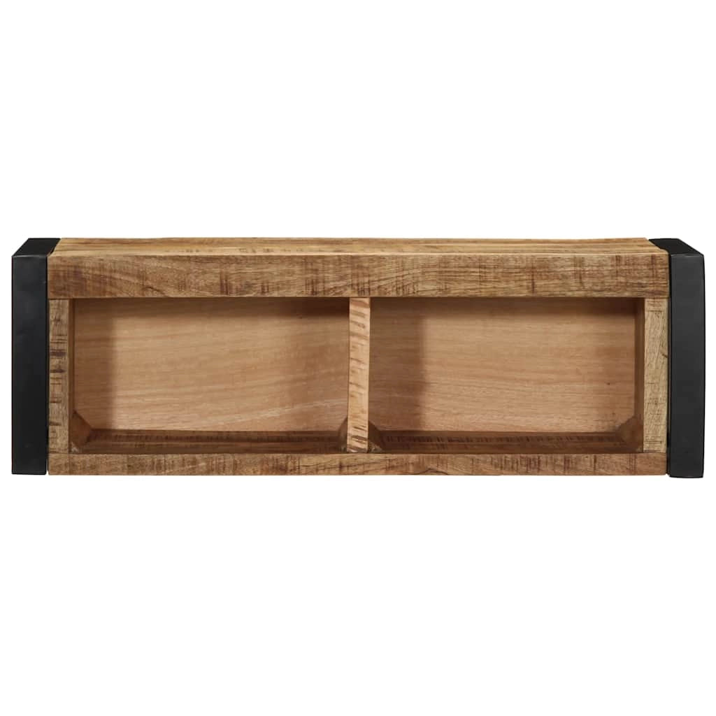 Pratico mobile porta TV da parete con contenitore 80 x 30 x 25 cm in legno massello di mango grezzo 02_0057661