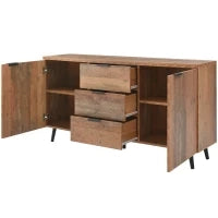 Credenza Vintage in Legno Marrone con 3 Cassetti e Ripiani Regolabili per Soggiorno e Sala da Pranzo, Marrone antico