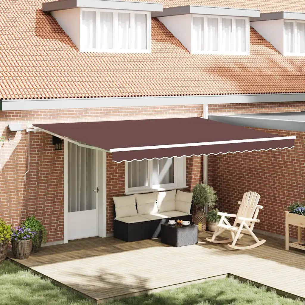 Tenda Retrattile Manuale con LED 450x300 cm Marrone 3215381