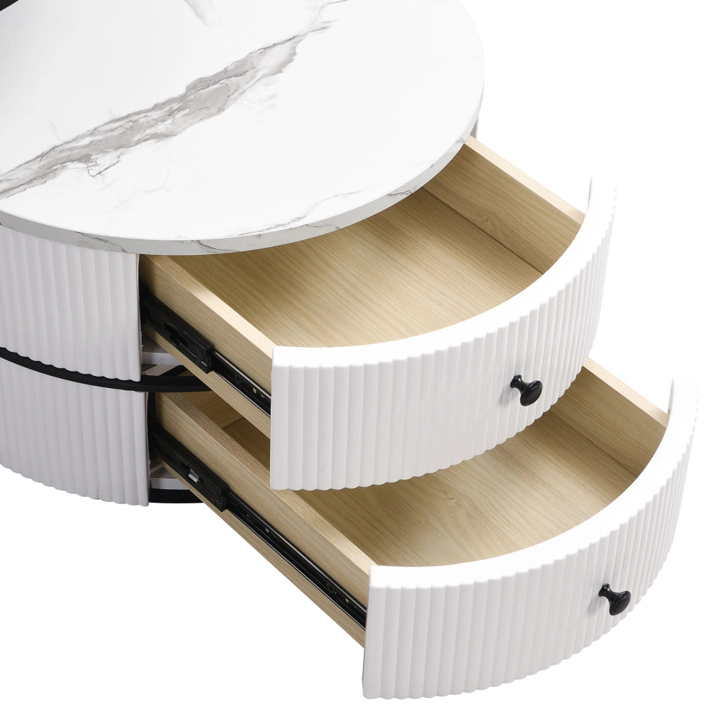 Set tavolini da caffè 60x60x46 cm e 50x50x31 cm; con 2 cassetti; MDF; bianco