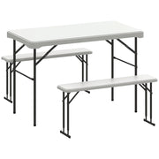Tavolo da giardino pieghevole con panche ¨C zephmum ¨C grigio chiaro, bianco, 113 cm