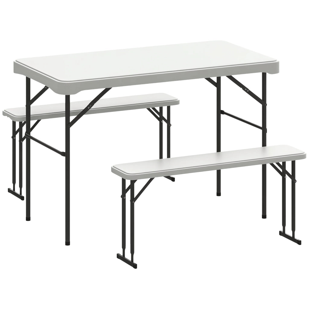 Tavolo da giardino pieghevole con panche ¨C zephmum ¨C grigio chiaro, bianco, 113 cm