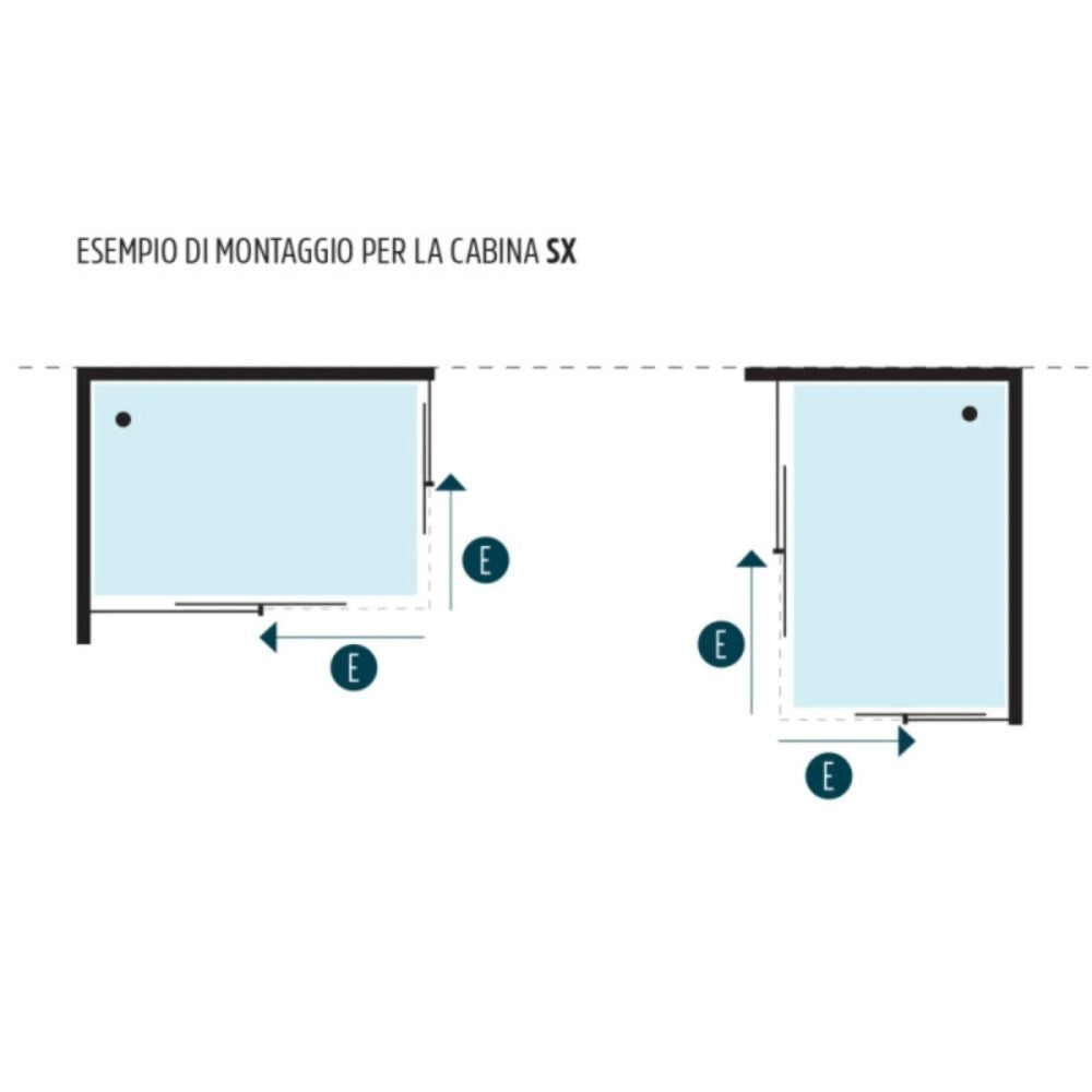 Box doccia corner due ante cristallo serigrafato temperato *** misure 76.5-79.5x116.5-119.5xh185 cm serigrafato dx, c...