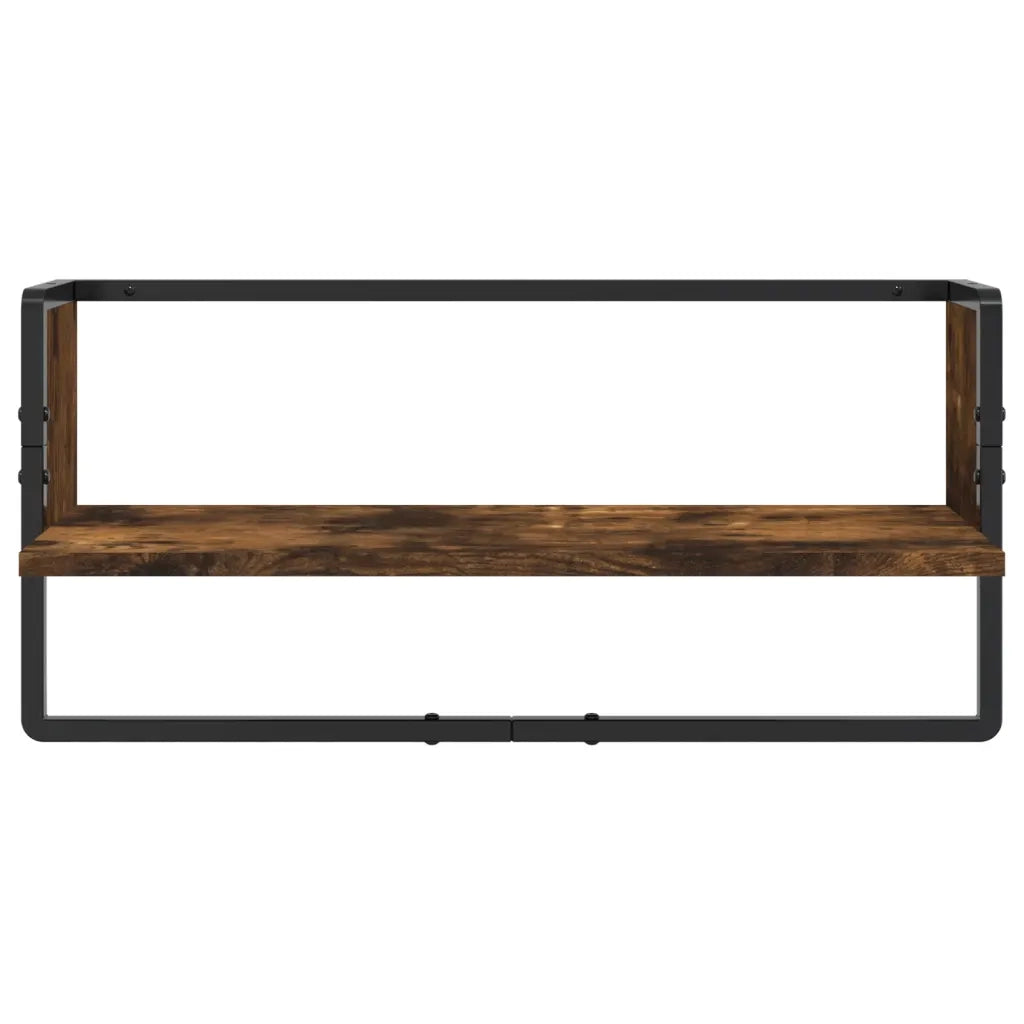 Set Mensole Parete con Aste 4pz Rovere Fumo Legno Multistrato 836310