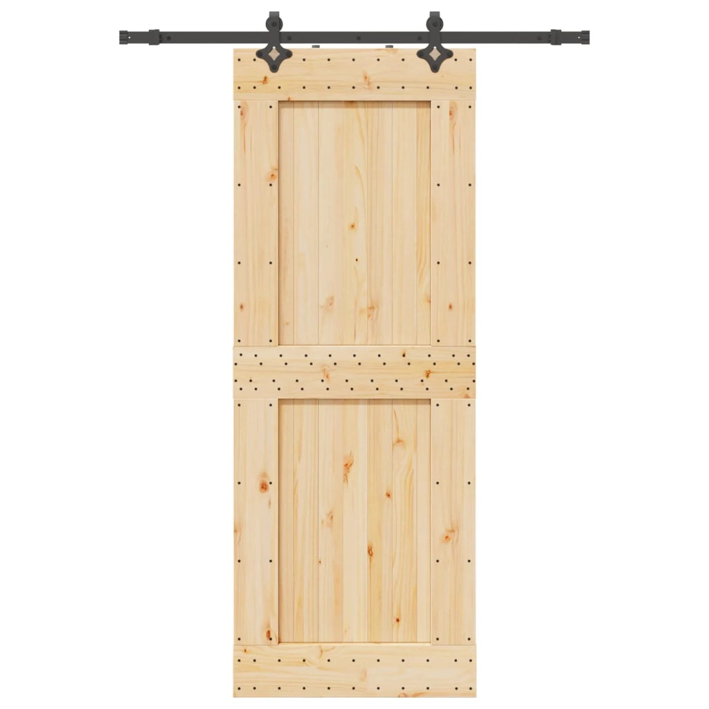 Porta scorrevole NARVIK Naturale e Nero 85 x 210 cm (152,5 cm)