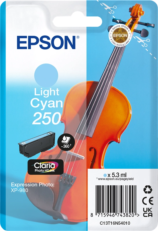 Epson 250 Violin Claria Photo HD cartuccia d'inchiostro 1 pz Originale Ciano chiaro