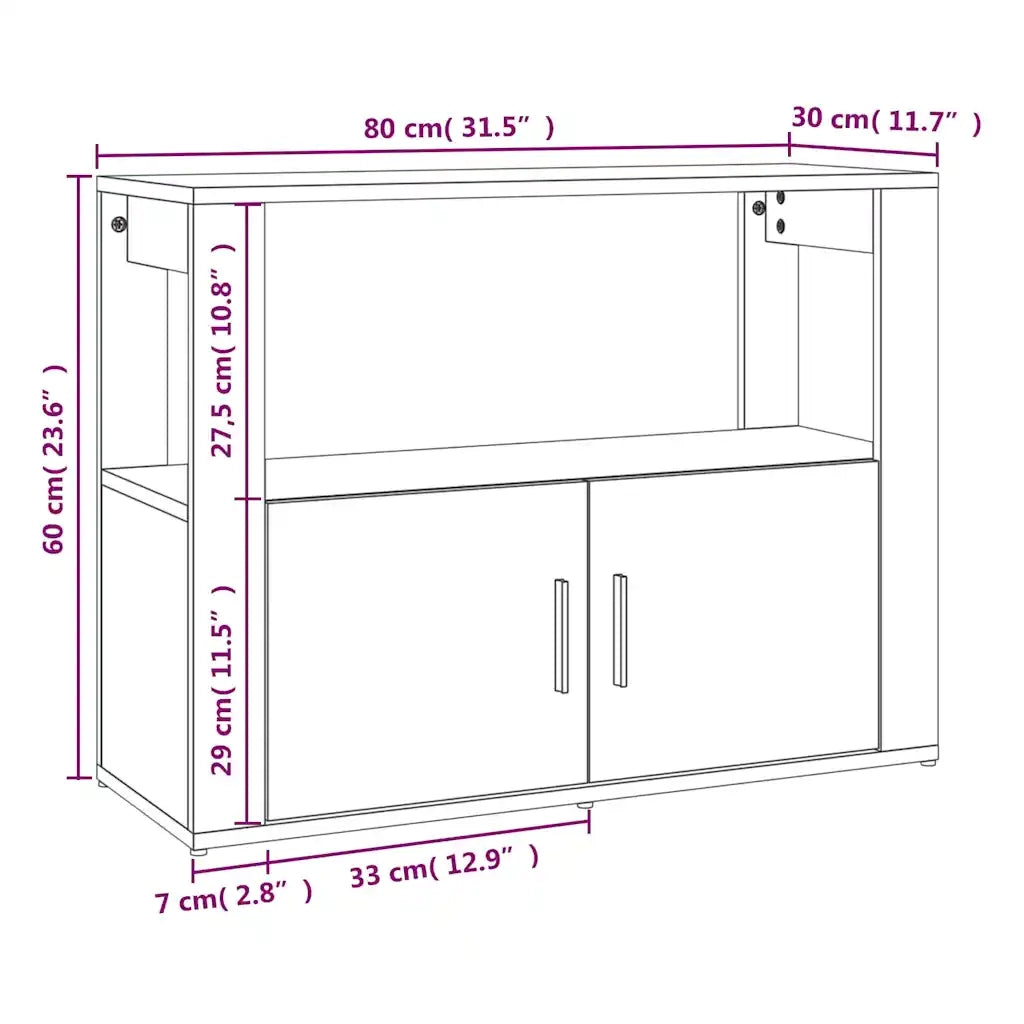 Credenza Bianca 80x30x60 cm in Legno Multistrato cod mxl 23335