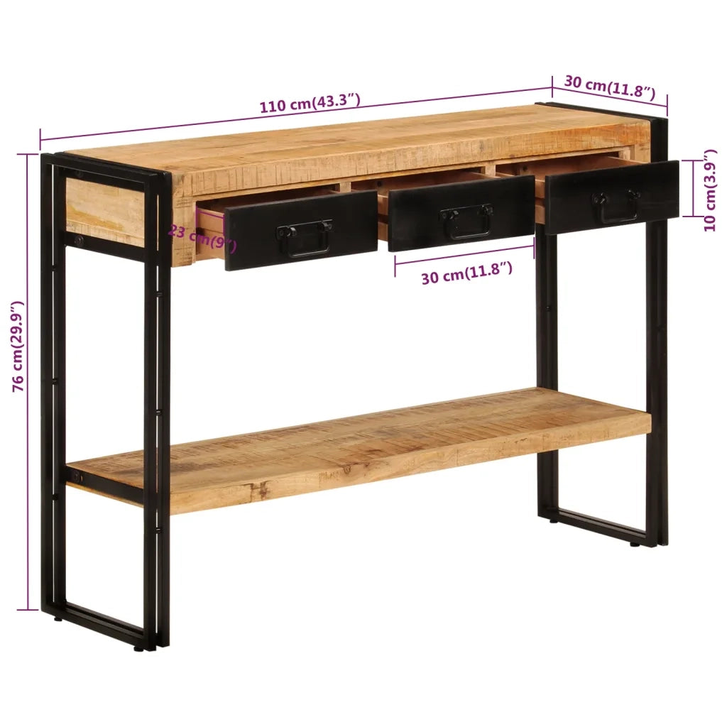 Tavolo Consolle | Tavolo d'Ingresso 110x30x76 cm in Legno Massello di Mango