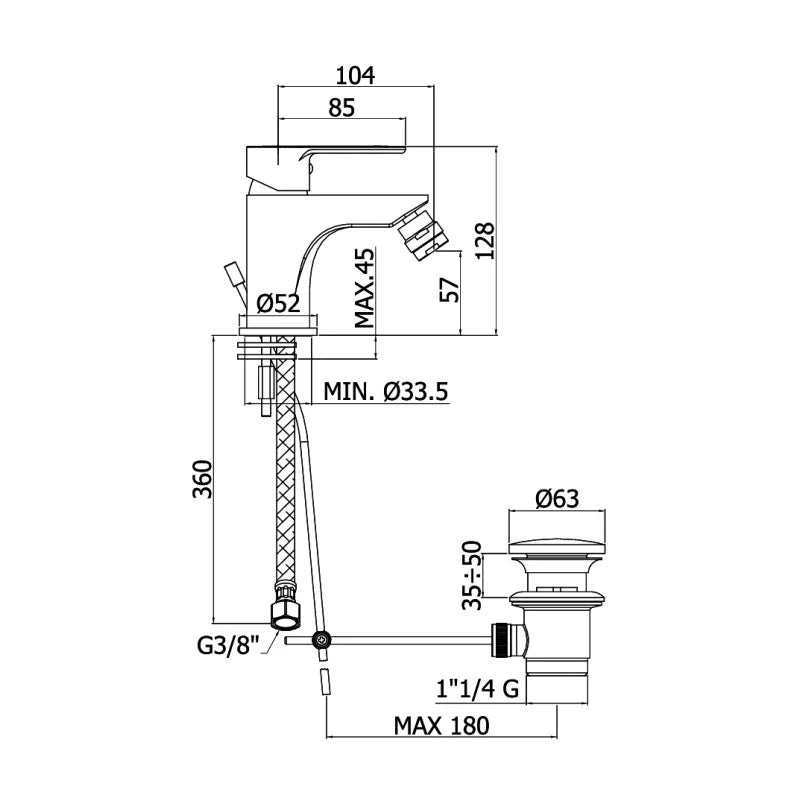 Miscelatore per bidet serie linea blu paffoni