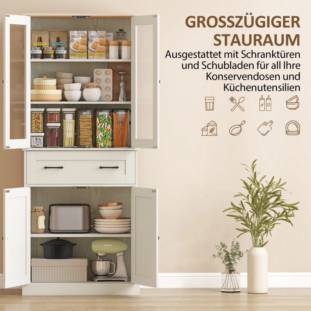 Armadio da cucina con ripiani regolabili e cassetto ¨C zephmum ¨C bianco 80x40x180