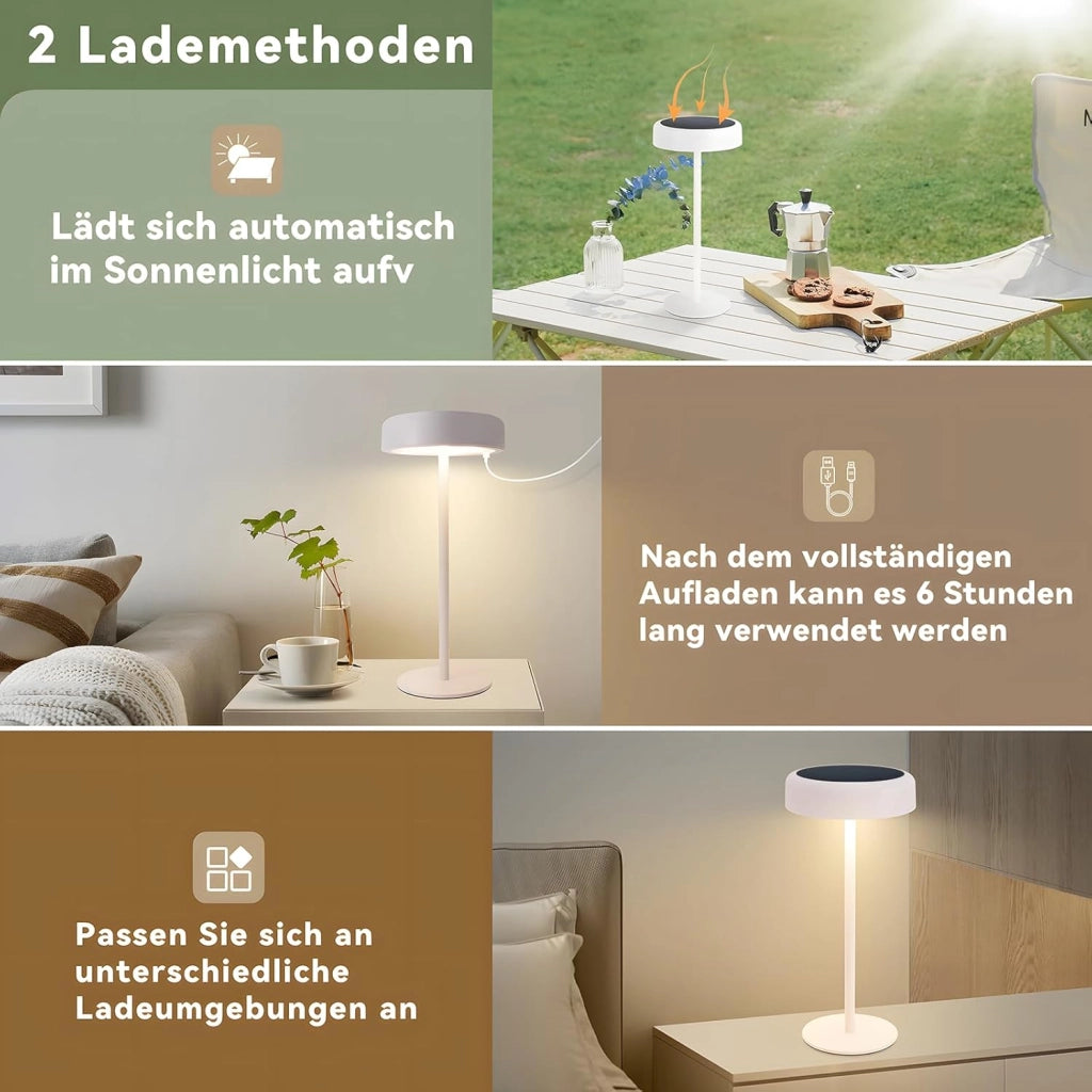ZMH Lampada da tavolo LED wireless solare batteria ricaricabile touch dimmerabile per soggiorno comodino