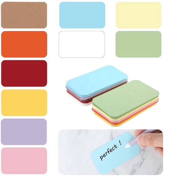 Cartelle di annotazione a doppia faccia 100 pezzi - Mini-cartelle colorate per index - Etichette per scrapbooking e regali - 8,9 x 5,1 cm - Facili da scrivere