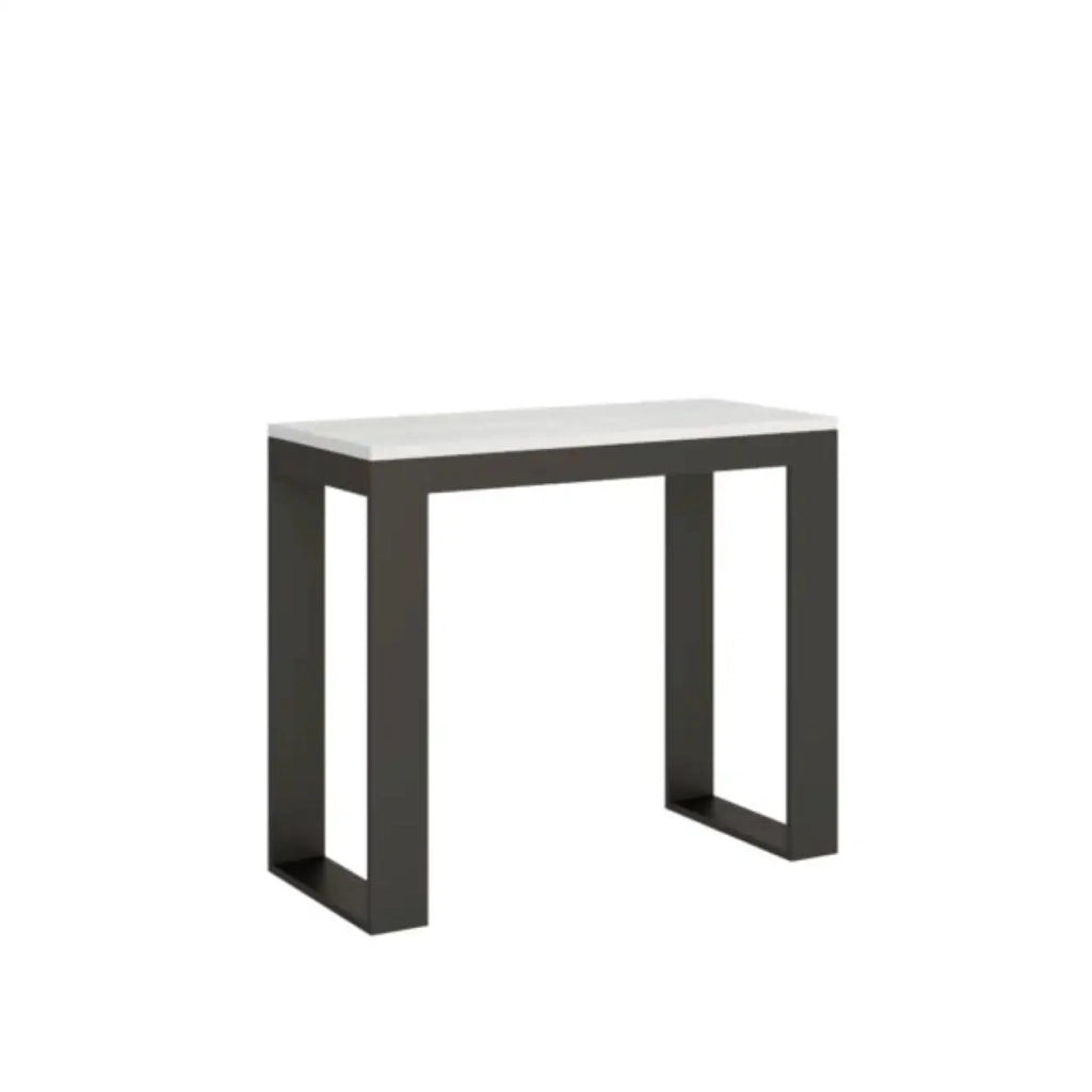 Consolle allungabile 90x40/196 cm Tecno Small Evolution bianco frassino telaio e gambe antracite