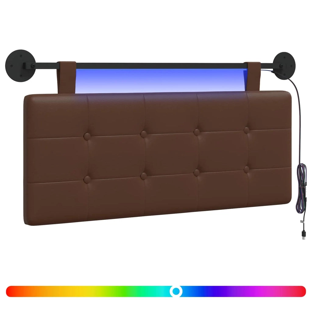 Testiera | Testata sospesa Con luce LED Marrone Similpelle