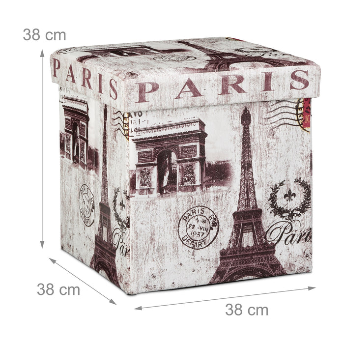 Sgabello pieghevole contenitore panca pieghevole 38 x 38 cm multicolore 2013095