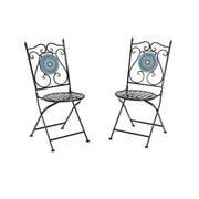 Set di 2 Sedie in metallo da giardino, Sedie eleganti e pieghevoli per uso interno ed esterno 55x42x94cm-Set mobili da esterno