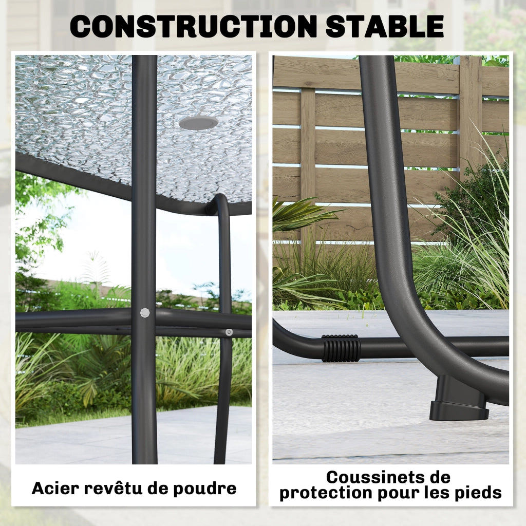 Set da giardino esterno 8 pezzi con tavolo e 6 sedie pieghevoli ¨C zephmum ¨C Grigio, Polipropilene