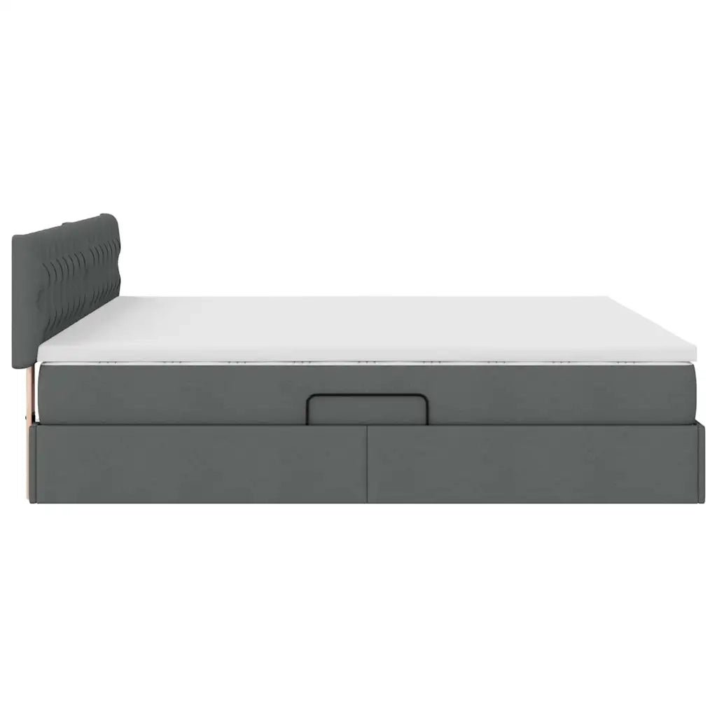 Letto con contenitore e materasso Grigio scuro 180 x 200 cm