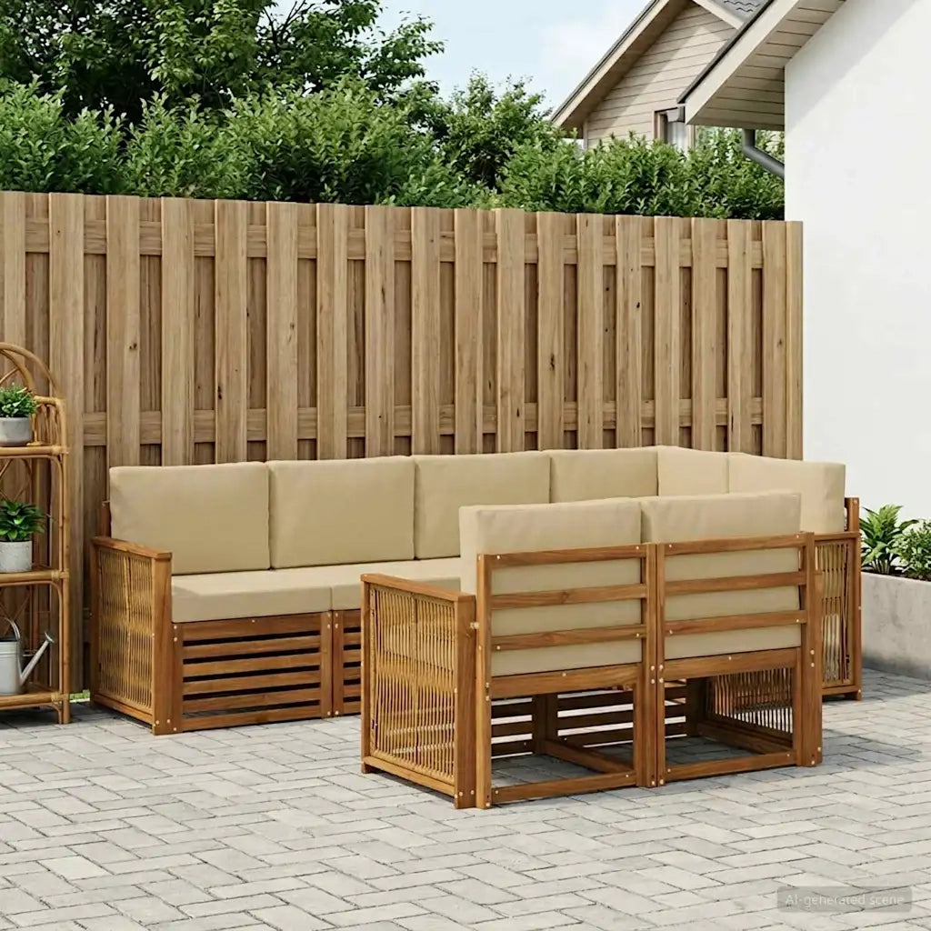 Set divano sezionale con cuscino 6 pcs Naturale 3384479