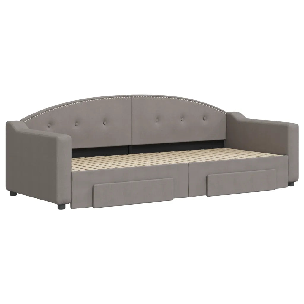 Divano letto | Sof¨¤ letto | Letto singolo Estraibile con Cassetti Tortora 80x200 cm Tessuto