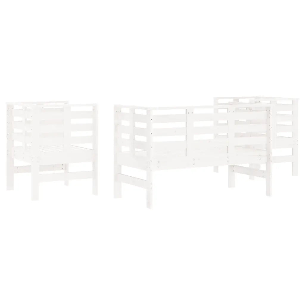 Set Salotto da Giardino 3 pz Bianco in Legno Massello di Pino 825143