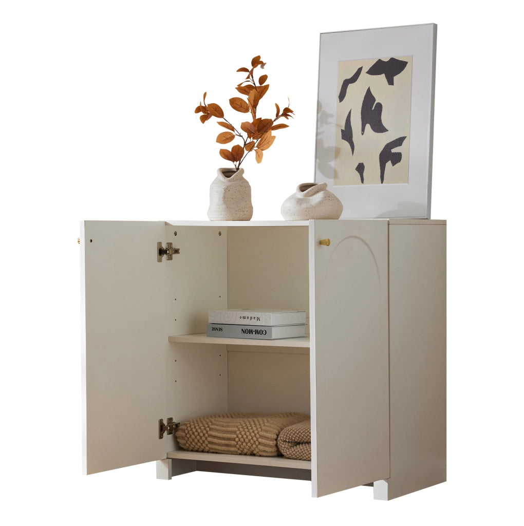 Credenza bianca con motivo ad arco, 80x40x80 cm