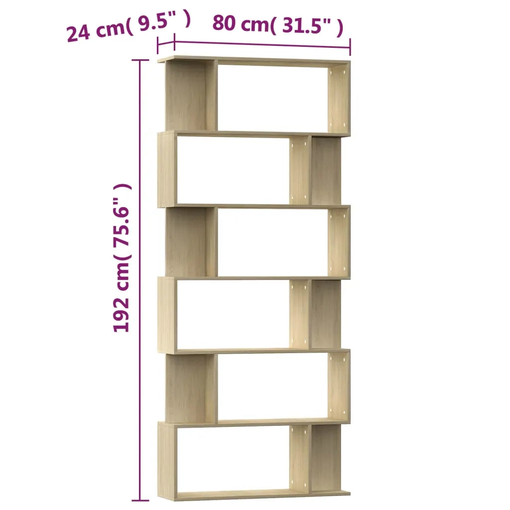 Libreria/Divisorio Rovere Sonoma 80x24x192 cm Legno Ingegnerizzato 800093