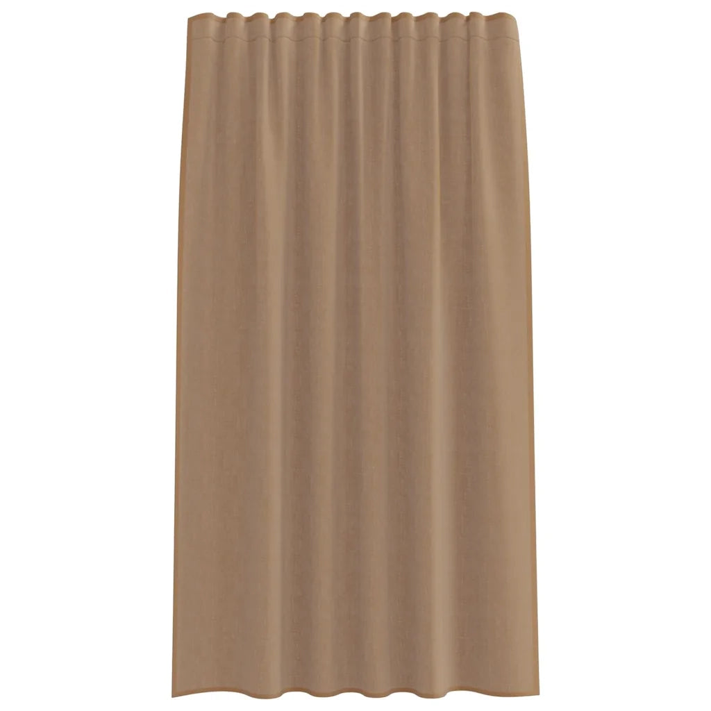 Tende in Voile con Tasche per Aste 2 pz Marrone Chiaro