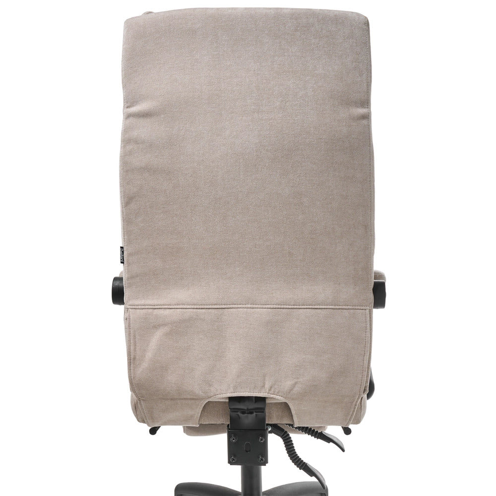 Sedia professionale per ufficio con rivestimento in ciniglia beige Base girevole con poggiapiedi Schienale inclinabile