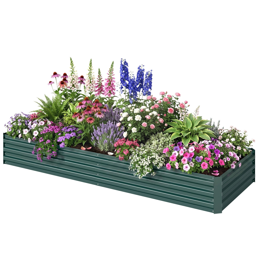 Fioriera Rettangolare da Giardino ¨C Zephmum ¨C Verde Antracite 241x90,5x30 cm