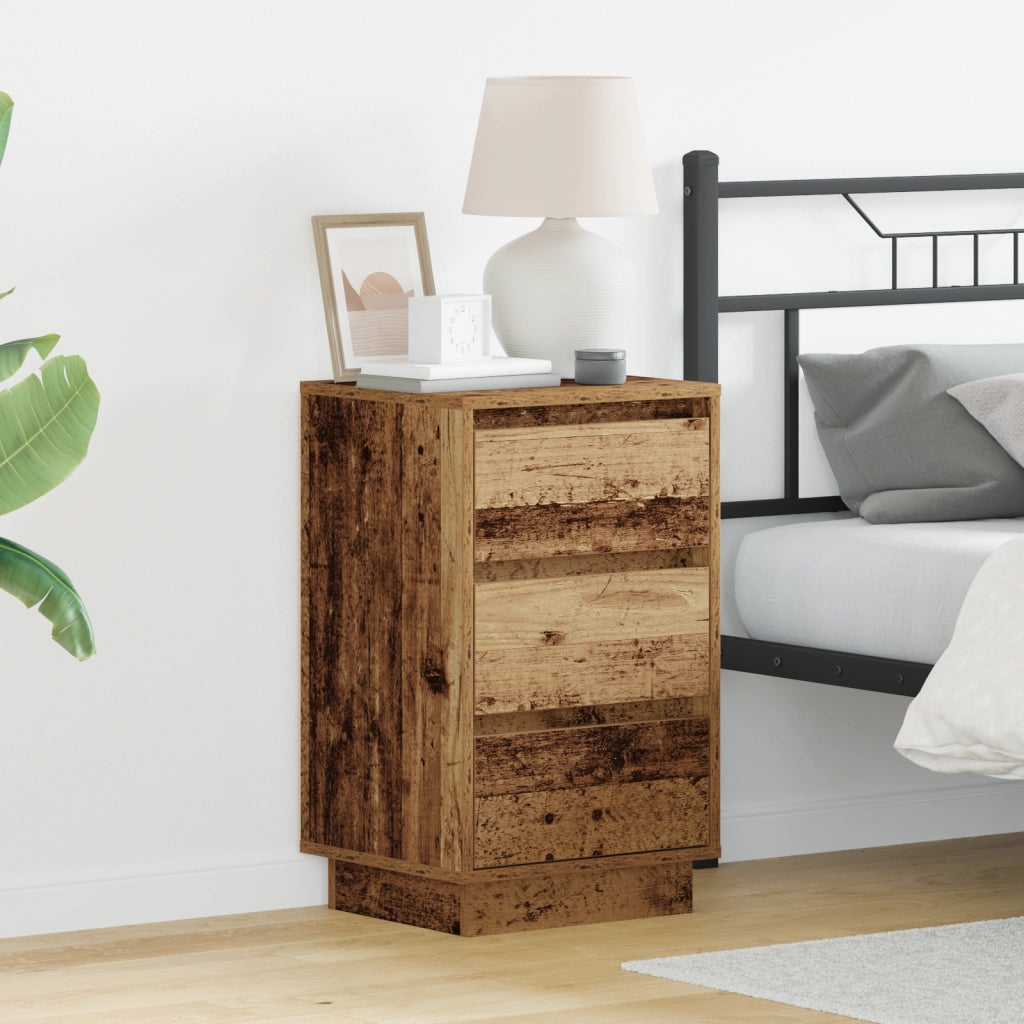 Comodino con LED Legno antico 39x34,5x65 cm Legno ingegnerizzato
