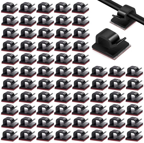 Cable holder set da esterno 60 pezzi - Clip per cavi e fili autoadesivi - Gestione cavi e fili - 01 ~ 05 cm - Nero