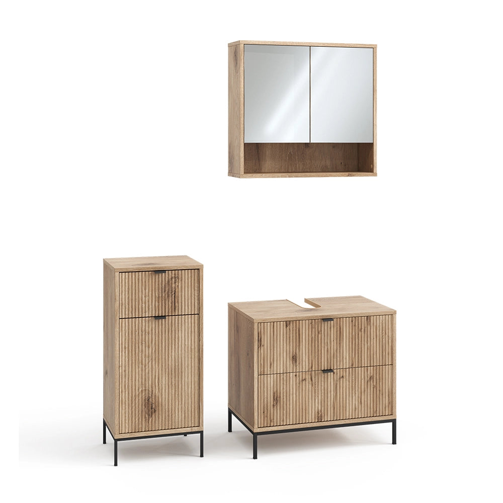 Vicco Set di mobili da bagno Quercia vichinga 3 parti