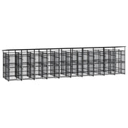 Cuccia/gabbia/recinto per animali domestici da esterno con tetto per cani acciaio 18,43 m² nero 02_0041751
