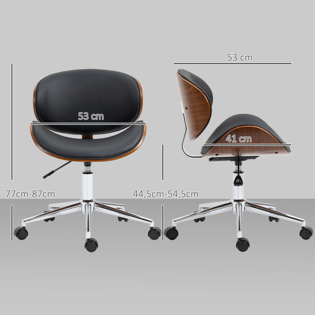 Sedia da ufficio vintage regolabile in altezza girevole 360¡ã ¨C zephmum ¨C legno di pioppo rivestimento sintetico 53x53x77-87 cm