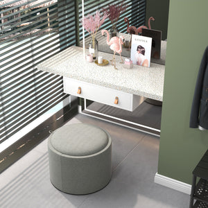 Pouf Contenitore Effetto Lino da 120 kg max 56x56x42 cm con Vassoio a Ribalta in MDF Grigio