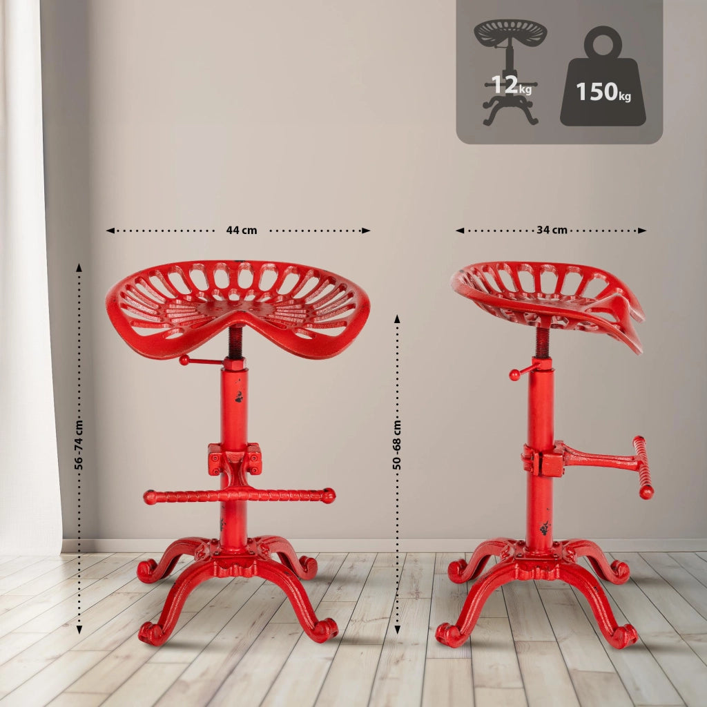 Set 2 Sgabelli Bar industriali Butch In Ghisa rosso
