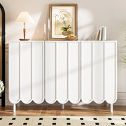 Credenza Moderna ¨C MINIMAL ¨C Bianca, Ante Ondulate, Ripiani Regolabili, 120x35x80