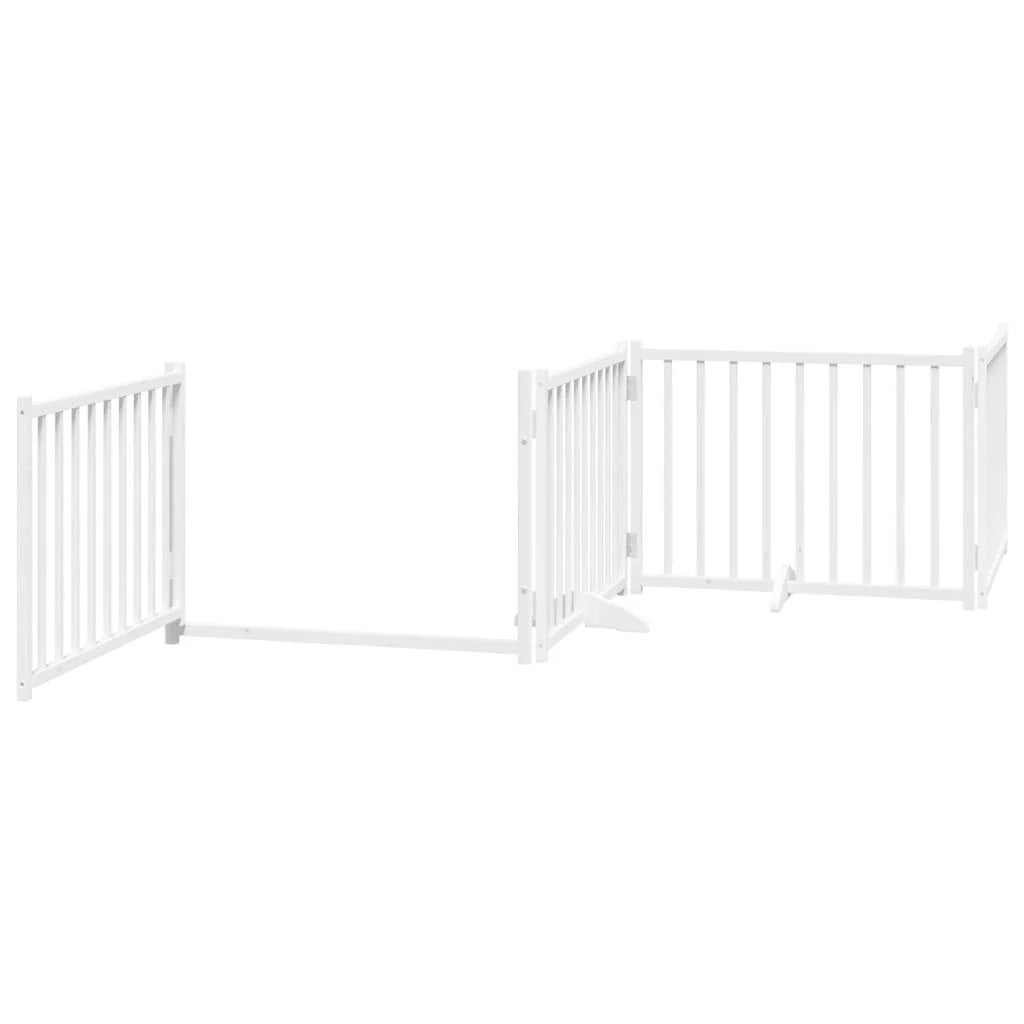 Cancelletto di sicurezza per animali domestici porta pieghevole 10 pannelli legno di pioppo bianco 02_0023103