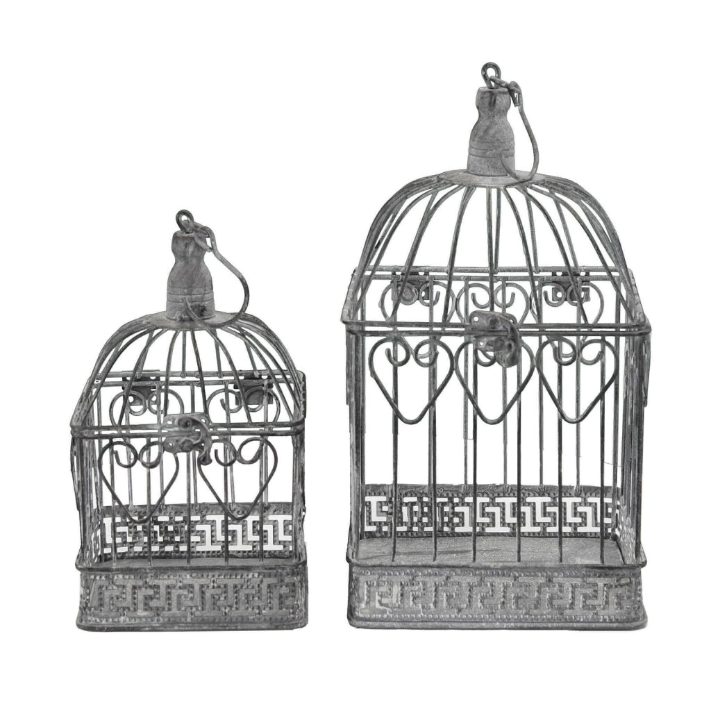 Set di 2 gabbie rettangolari bianco ossidato in Acciaio cm 18 5x19x42 - NARDI