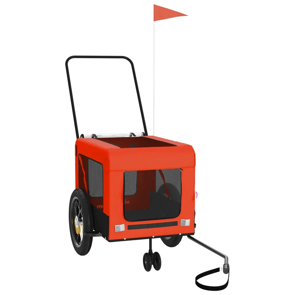 Rimorchio da Bici per Animali Arancione e Nero Oxford e Ferro 93928