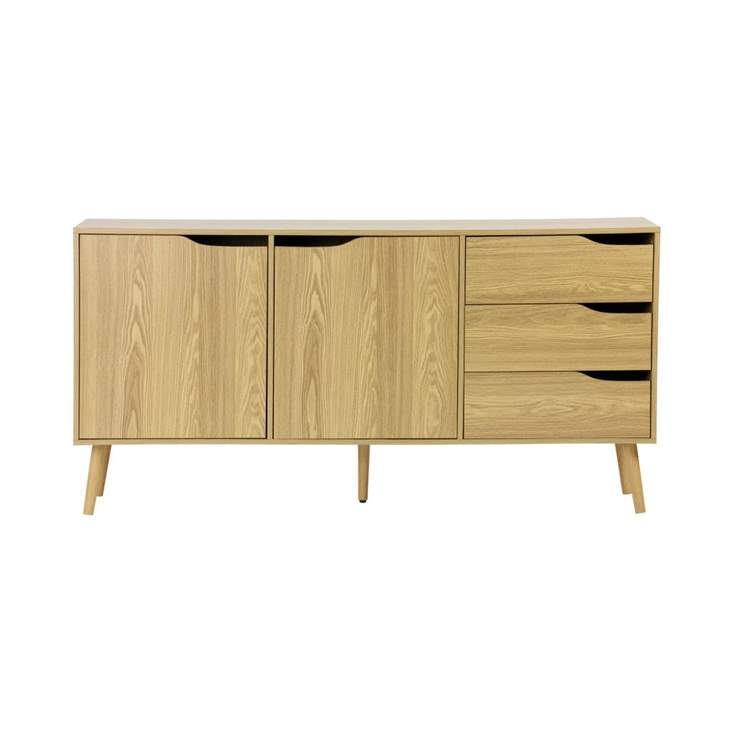 Credenza scandinava a 2 ante effetto legno di noce, 160cm, effetto