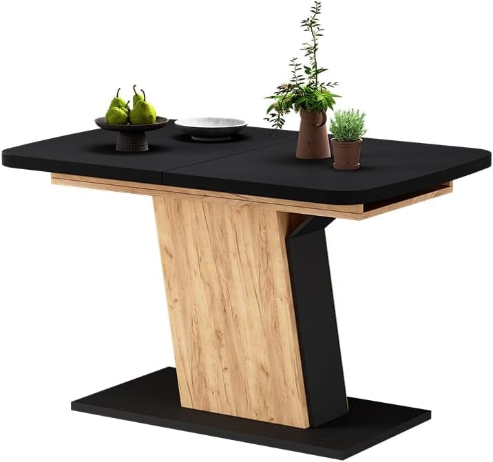 tavolo da pranzo allungabile Fenaro, Rovere nero/oro, 120 x 80 cm estensibile, estendibile per un'adeguata regolazione delle dimensioni del tavolo