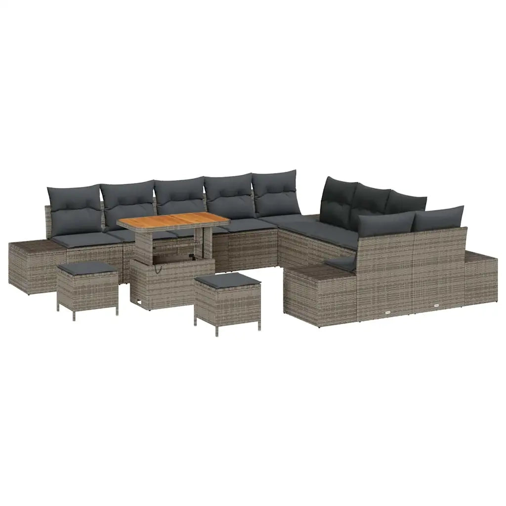 Set Divano da Giardino con cuscino 13 pcs Grigio polyrattan 3362848