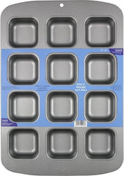 Piatto per Cupcake in Acciaio di Carbonio Non-Stick 12 Mini Quadrato Grigio - 3729 x 261 x 31 cm