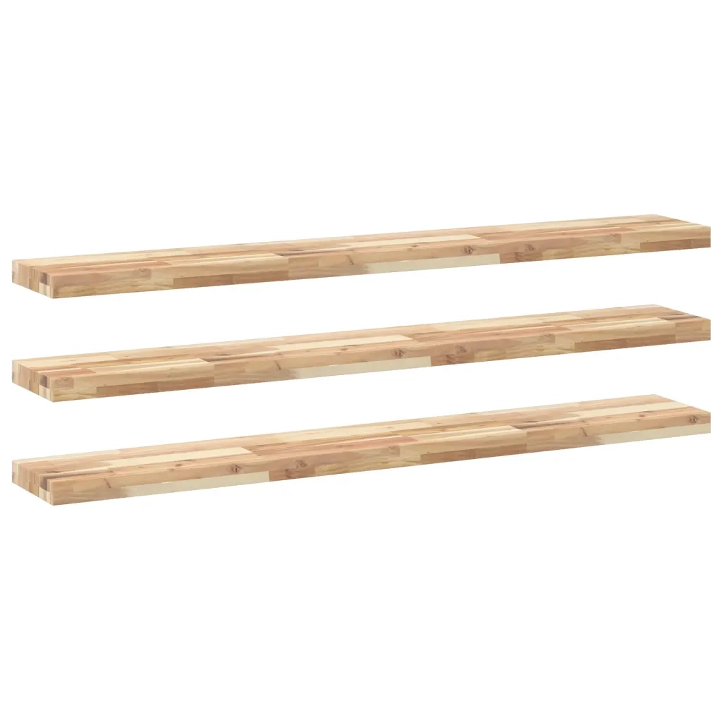 3 pz Mensole da Parete | Scaffali a Parete | Ripiano a parete 160x20x4 cm Legno Acacia Non Trattato