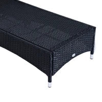 Set da Giardino con 2 Sedie a Sdraio con Schienale Reclinabile e Tavolino Basso in Rattan PE, Nero